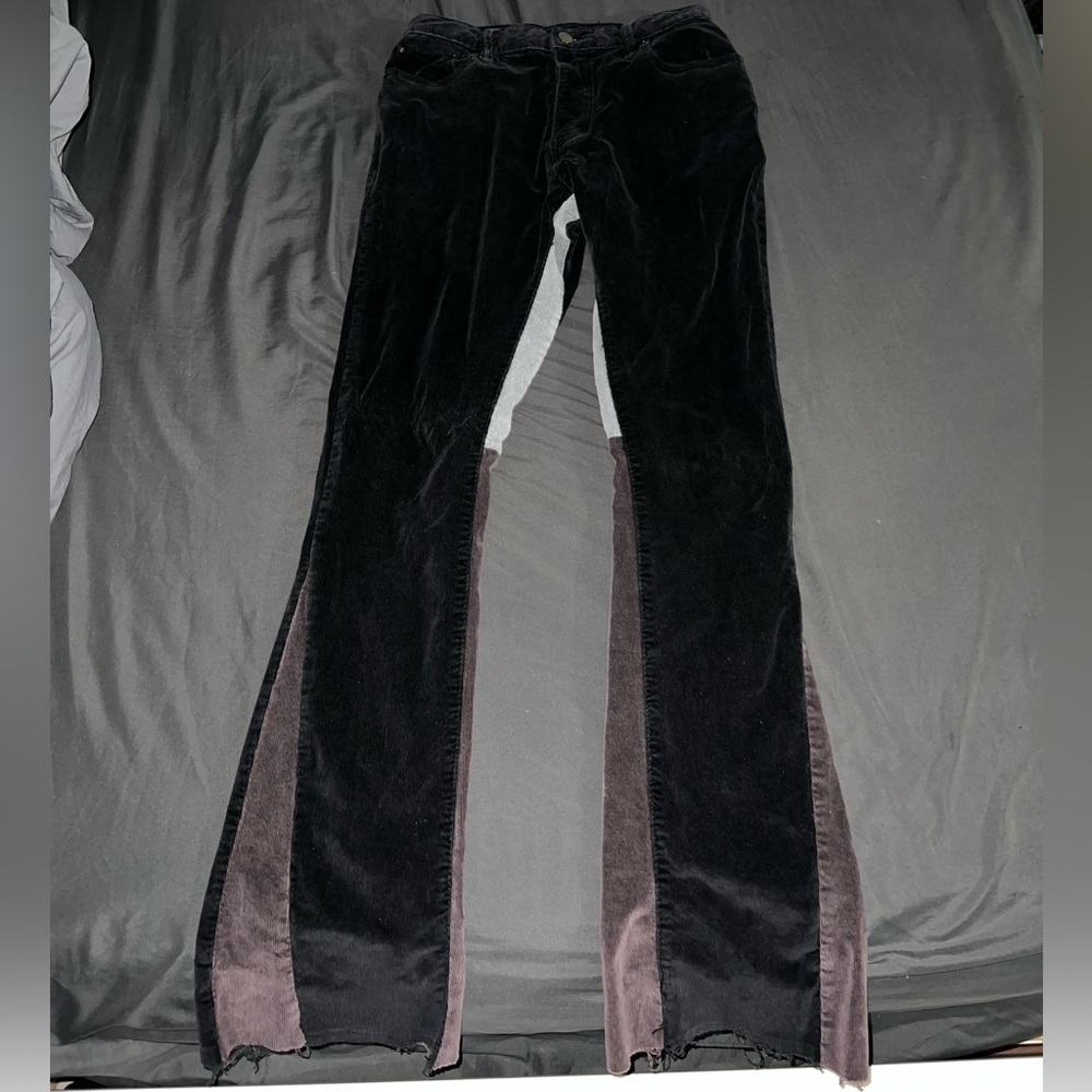 MNML Pants, slim through the thigh and a slight flare at the leg opening